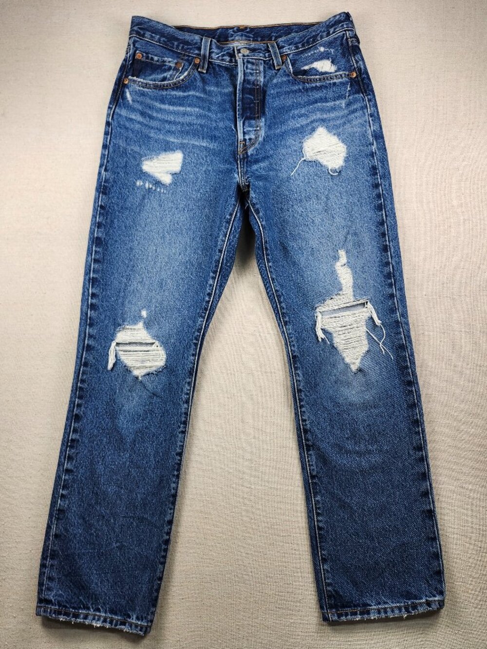 Levi’s 501 Distressed Jeans 31x30 Men’s Blue Straight Leg 2022